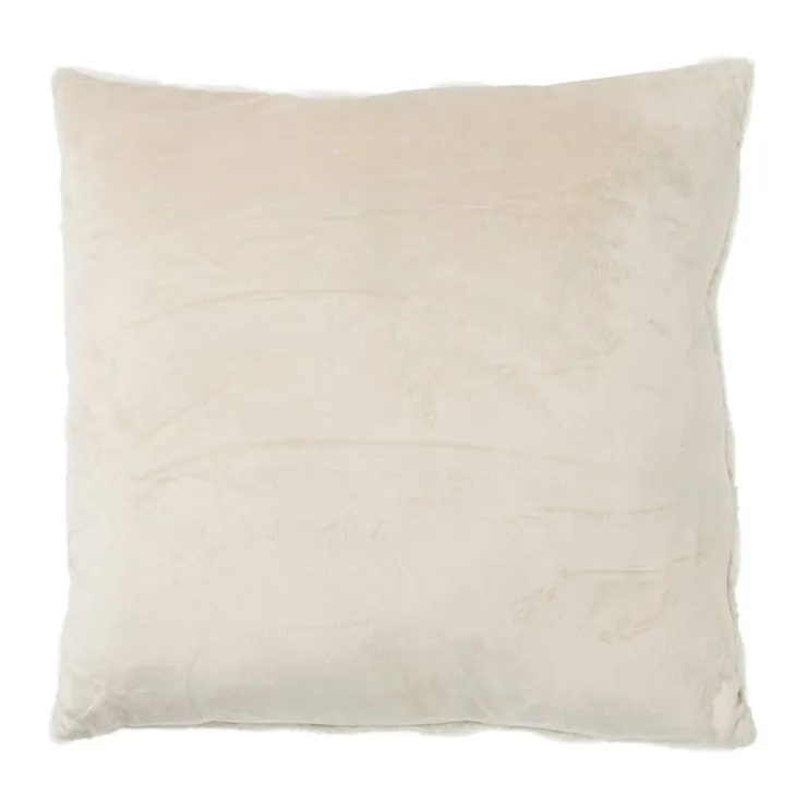Xenos Kussen geblokt teddy - beige - 45x45 cm- Kussens