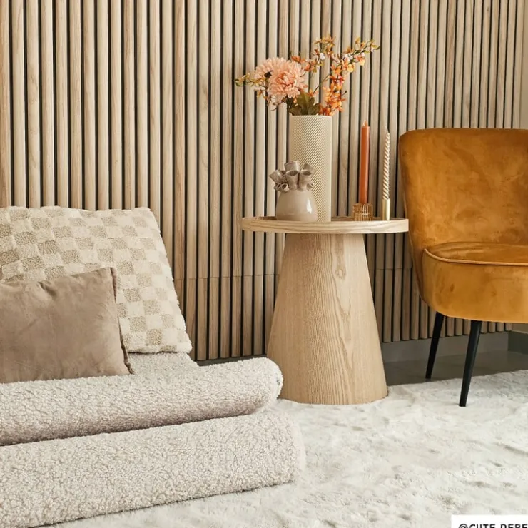 Xenos Kussen geblokt teddy - beige - 45x45 cm- Kussens