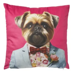 Xenos Kussen hond - multikleur - 45x45 cm- Kussens