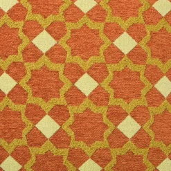 Xenos Kussen jacquard bloemen - oranje - 45x45 cm- Kussens