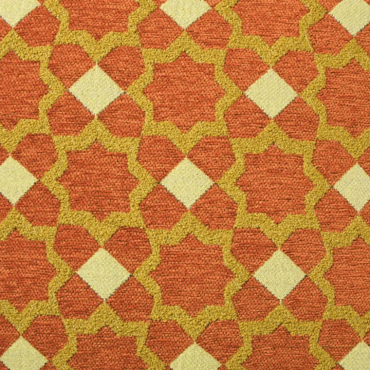 Xenos Kussen jacquard bloemen - oranje - 45x45 cm- Kussens
