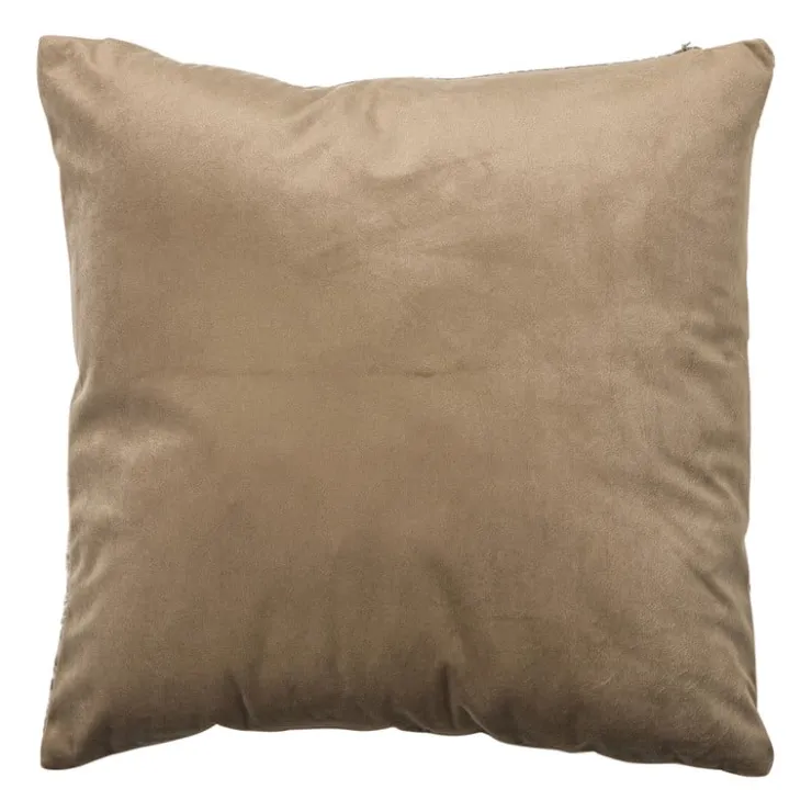 Xenos Kussen jacquard geschubt - bruin - 45x45 cm- Kussens