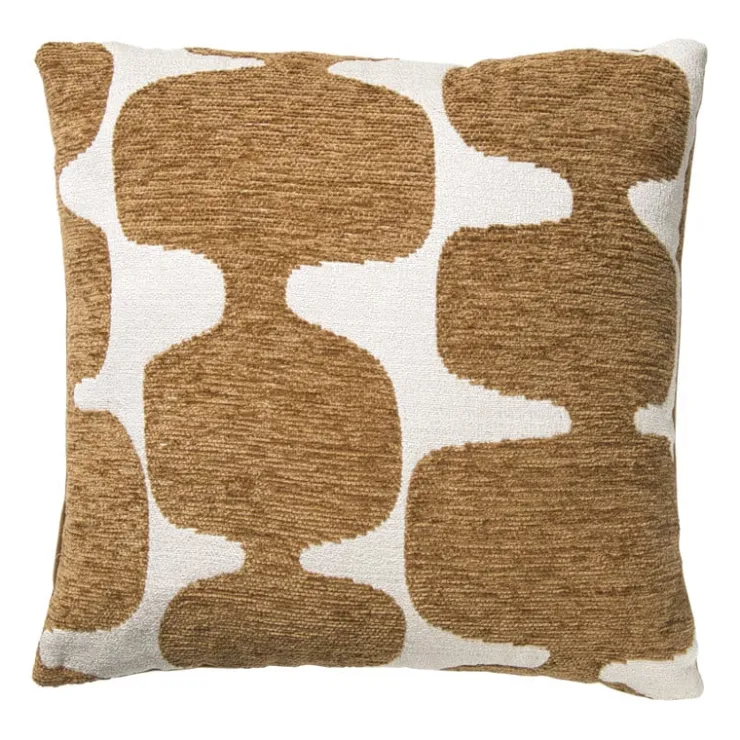 Xenos Kussen jacquard organisch - bruin/wit - 45x45 cm- Kussens