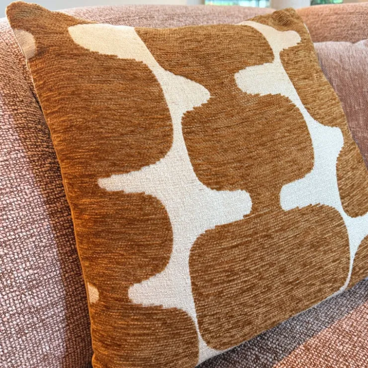 Xenos Kussen jacquard organisch - bruin/wit - 45x45 cm- Kussens
