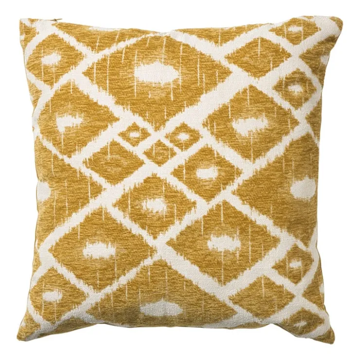 Xenos Kussen jacquard ruit - geel - 45x45 cm- Kussens