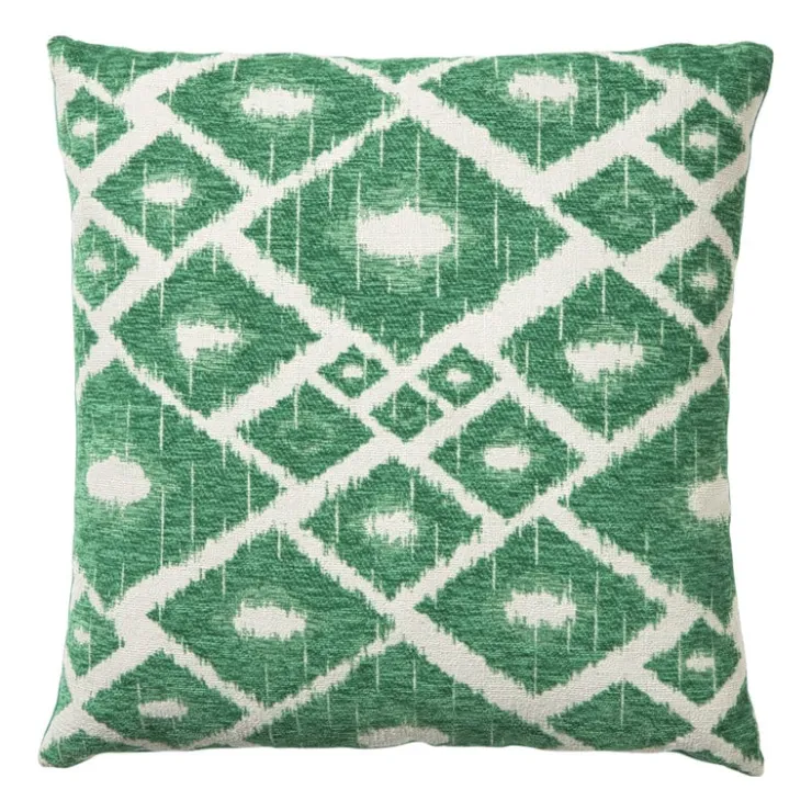 Xenos Kussen jacquard ruit - groen - 45x45 cm- Kussens