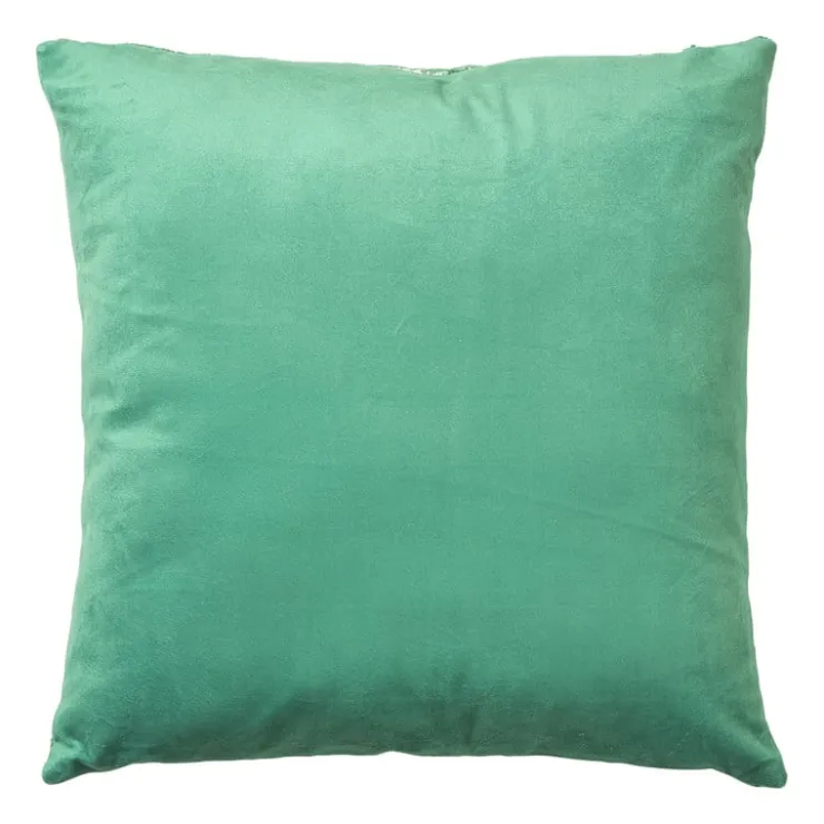 Xenos Kussen jacquard ruit - groen - 45x45 cm- Kussens