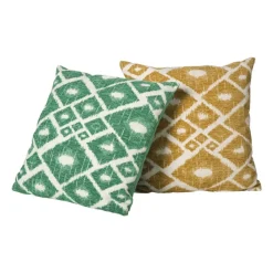 Xenos Kussen jacquard ruit - groen - 45x45 cm- Kussens