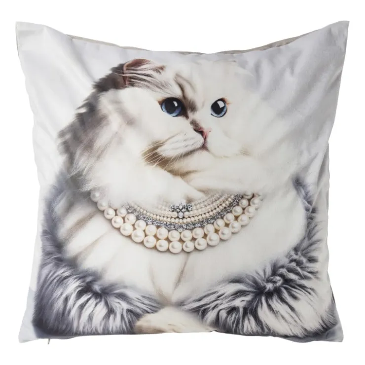 Xenos Kussen kat - multikleur - 45x45 cm- Kussens
