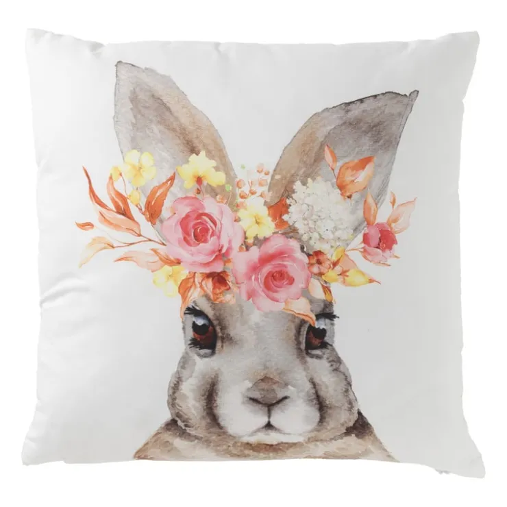 Xenos Kussen konijn - polyester - 45x45 cm- Kussens