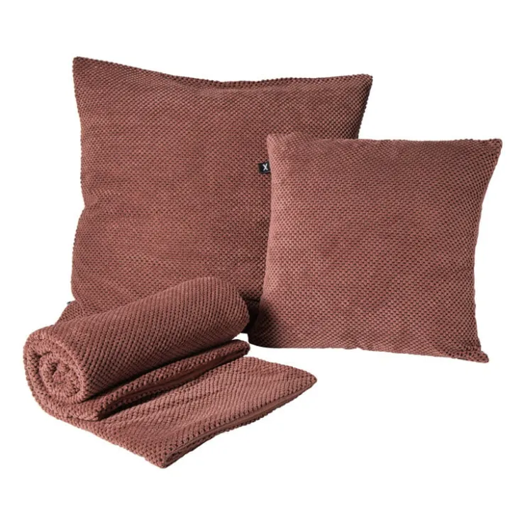 Xenos Kussen met blokjes - roze - 60x60 cm- Kussens