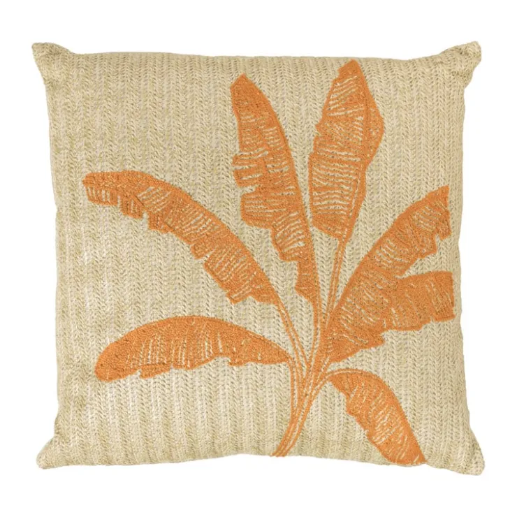Xenos Kussen palmboom - beige/oranje - 43x43 cm- Kussens