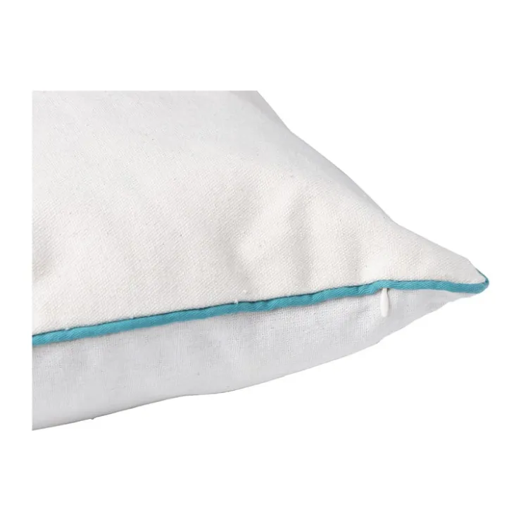 Xenos Kussen palmboom - blauw/wit/goud - 45x45 cm- Kussens