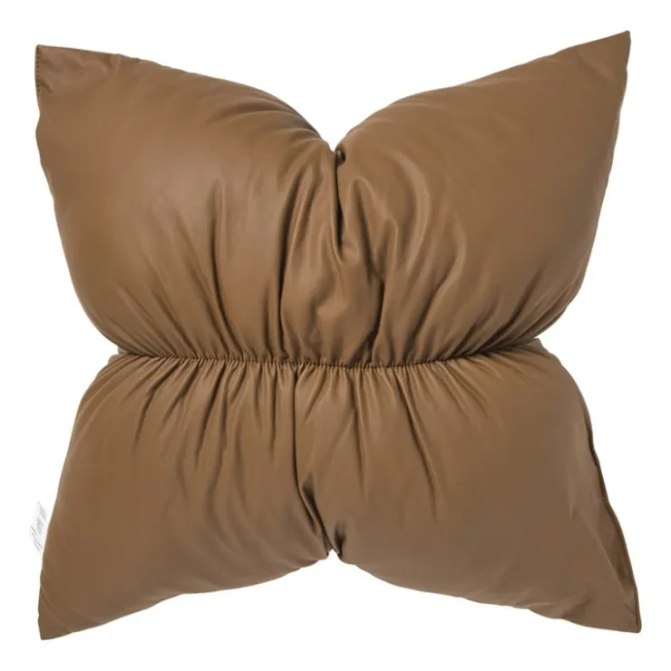 Xenos Kussen puf - bruin - 42x42 cm- Kussens