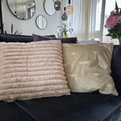 Xenos Kussen rib - beige - 45x45 cm- Kussens