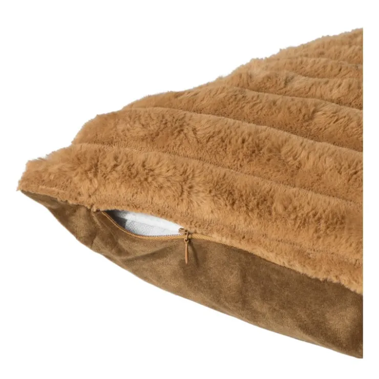 Xenos Kussen rib - bruin - 45x45 cm- Kussens