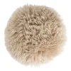 Xenos Kussen rond bontlook - beige - ø40 cm- Kussens