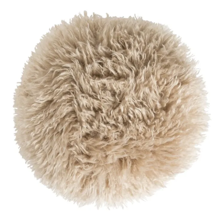 Xenos Kussen rond bontlook - beige - ø40 cm- Kussens