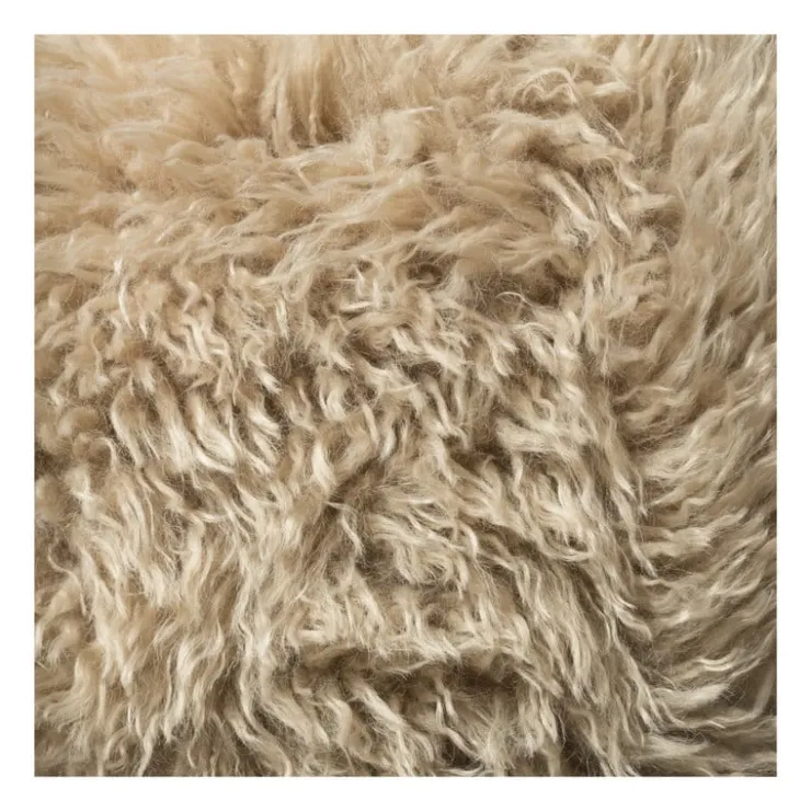 Xenos Kussen rond bontlook - beige - ø40 cm- Kussens