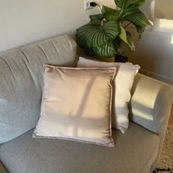 Xenos Kussen velvet - beige - 45x45 cm- Kussens