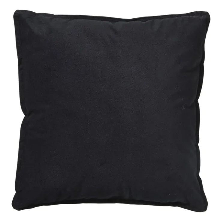 Xenos Kussen velvet - zwart - 45x45 cm- Kussens