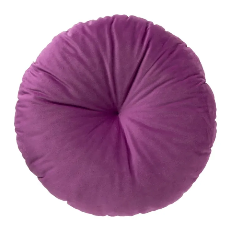 Xenos Kussen velvet rond - paars - ø45 cm- Kussens