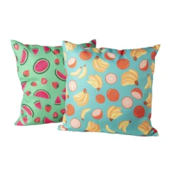 Xenos Kussen watermeloen & aardbei - groen/roze - 45x45 cm- Kussens