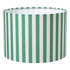 Xenos Lampenkap streep - groen/wit - ø24.5x17.5 cm- Lampenkappen