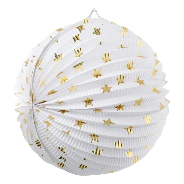 Xenos Lampion wit/goud - diverse varianten - ⌀25 cm- Lampionnen|Bruiloft