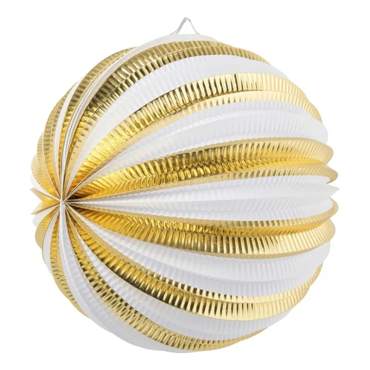 Xenos Lampion wit/goud - diverse varianten - ⌀25 cm- Lampionnen|Bruiloft