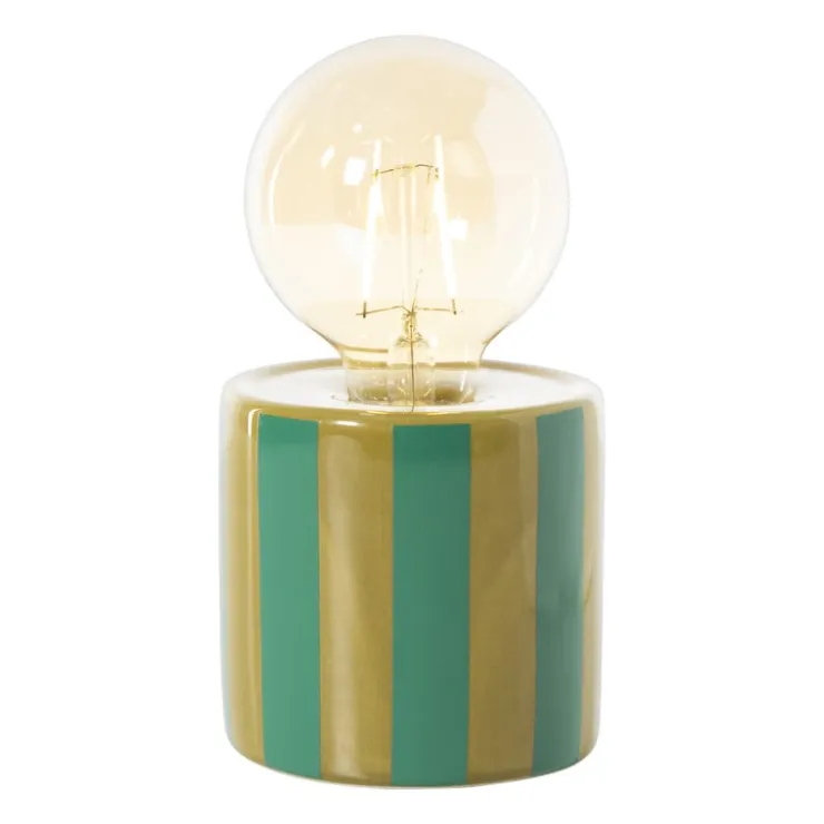 Xenos Lampje streep Bouchra - olijfgroen / groen -ø9x17 cm- Tafellampen