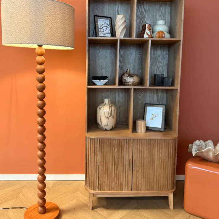 Xenos Lampvoet bollen hoog - bruin - ø25x130 cm- Kerstcadeaus|Staande Lampen