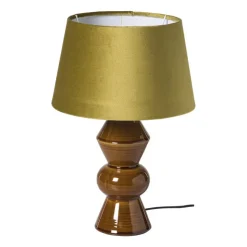 Xenos Lampvoet reactive glaze - bruin - ø9.5x21 cm- Lampenvoeten