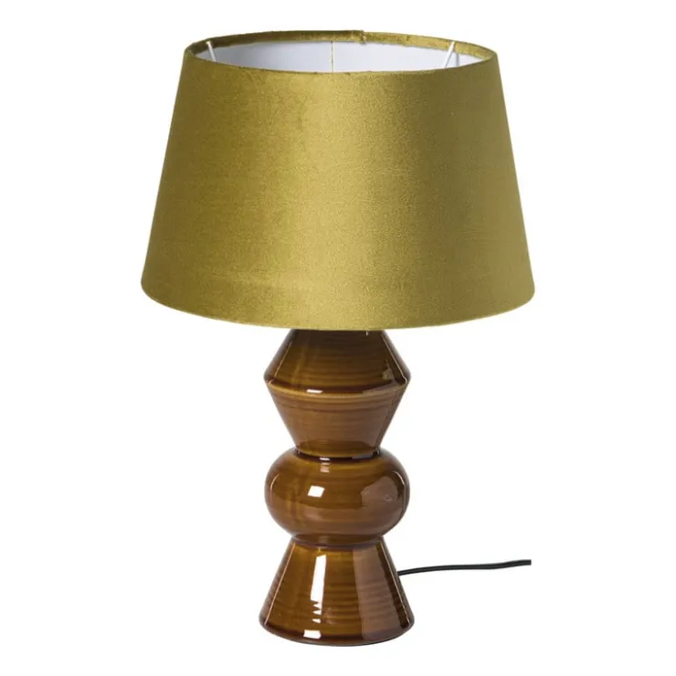 Xenos Lampvoet reactive glaze - bruin - ø9.5x21 cm- Lampenvoeten