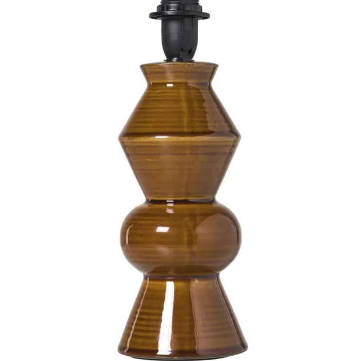 Xenos Lampvoet reactive glaze - bruin - ø9.5x21 cm- Lampenvoeten