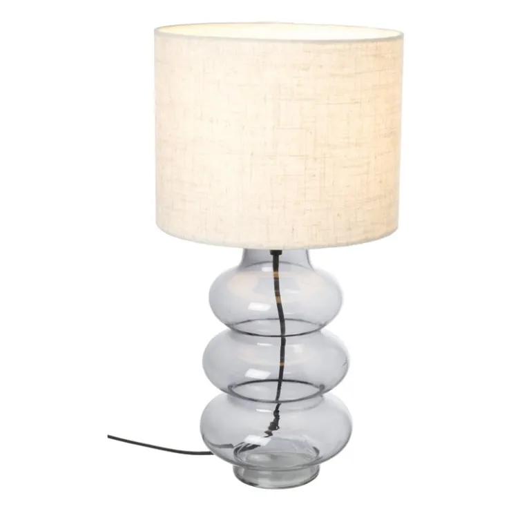Xenos Lampvoet ribbel - grijs - ø14.5x31.5 cm- Lampenvoeten