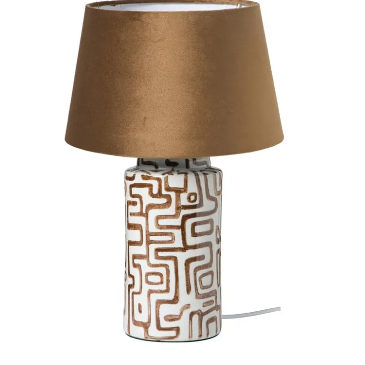 Xenos Lampvoet zigzag - beige/bruin - ø22x30.5 cm- Lampenvoeten