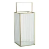 Xenos Lantaarn rib vierkant - goud/transparant - 25.5x13x13 cm- Lantaarns