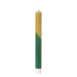 Xenos LED dinerkaars duo - groen/olijfgroen - ø2.2x24.5 cm- Led Kaarsen