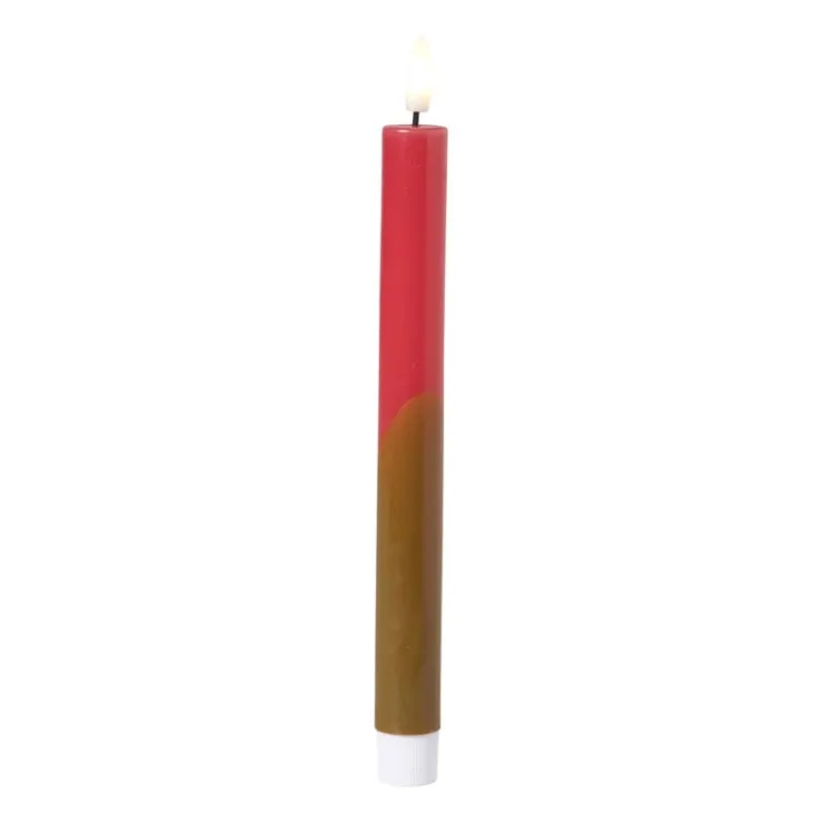 Xenos LED dinerkaars duo - groen/roze - ø2.2x24.5 cm- Led Kaarsen