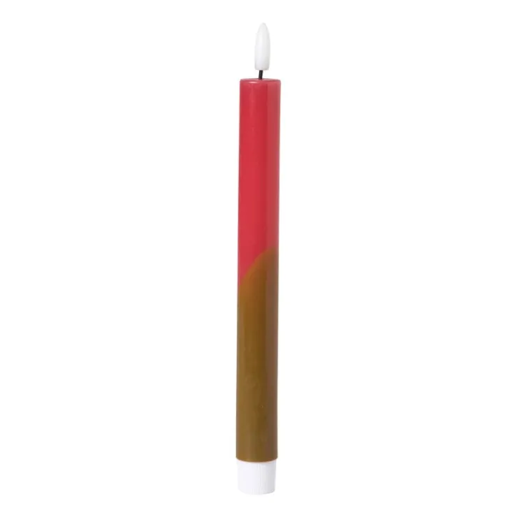 Xenos LED dinerkaars duo - groen/roze - ø2.2x24.5 cm- Led Kaarsen