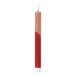 Xenos LED dinerkaars duo - roze/rood - ø2.2x24.5 cm- Led Kaarsen