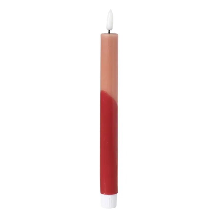 Xenos LED dinerkaars duo - roze/rood - ø2.2x24.5 cm- Led Kaarsen