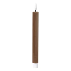 Xenos LED dinerkaars rib - bruin - ø2.2x24.5 cm- Led Kaarsen