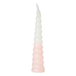 Xenos LED dinerkaars swirl - roze - ø5x20 cm- Led Kaarsen