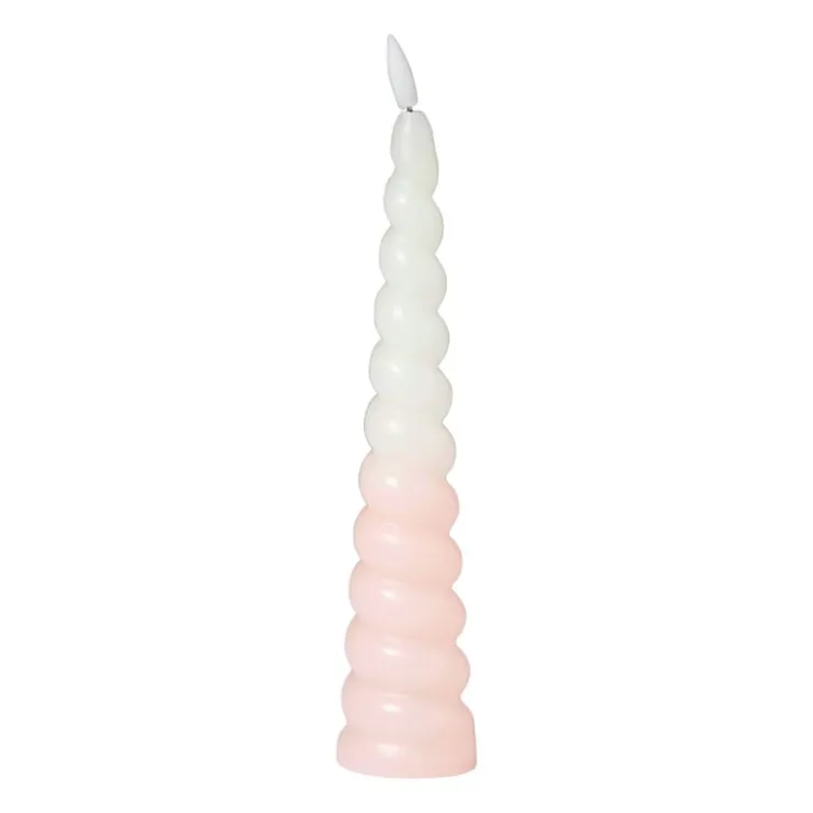 Xenos LED dinerkaars swirl - roze - ø5x20 cm- Led Kaarsen