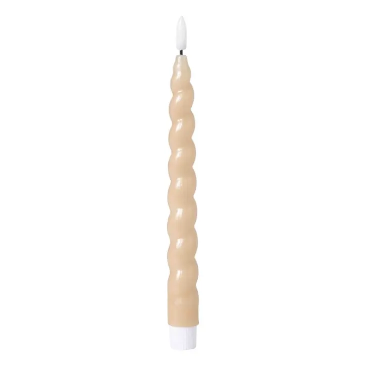 Xenos LED dinerkaars twist - beige - ø2.5x24.5 cm- Led Kaarsen