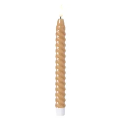Xenos LED dinerkaars twist smal - bruin - ø2.5x24.5 cm- Led Kaarsen