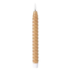 Xenos LED dinerkaars twist smal - bruin - ø2.5x24.5 cm- Led Kaarsen