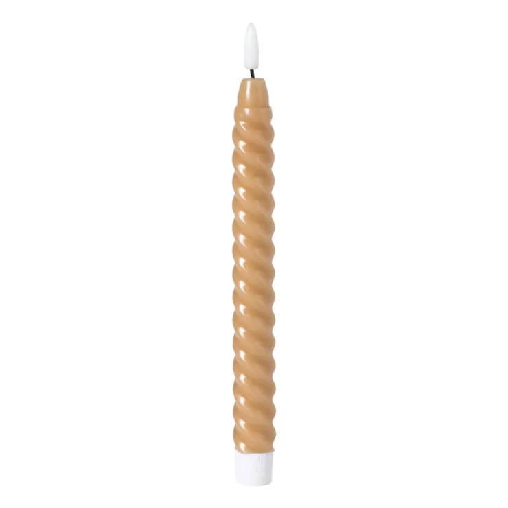 Xenos LED dinerkaars twist smal - bruin - ø2.5x24.5 cm- Led Kaarsen
